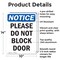 Signmission Please Do Not Block Door, 10 in W x Rectangle, Aluminum OS-2PACK-NS-A-1014-V-17375 - alternate 5